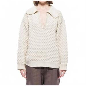 NEW TOIT VOLANT francois v-neck sweater in natural